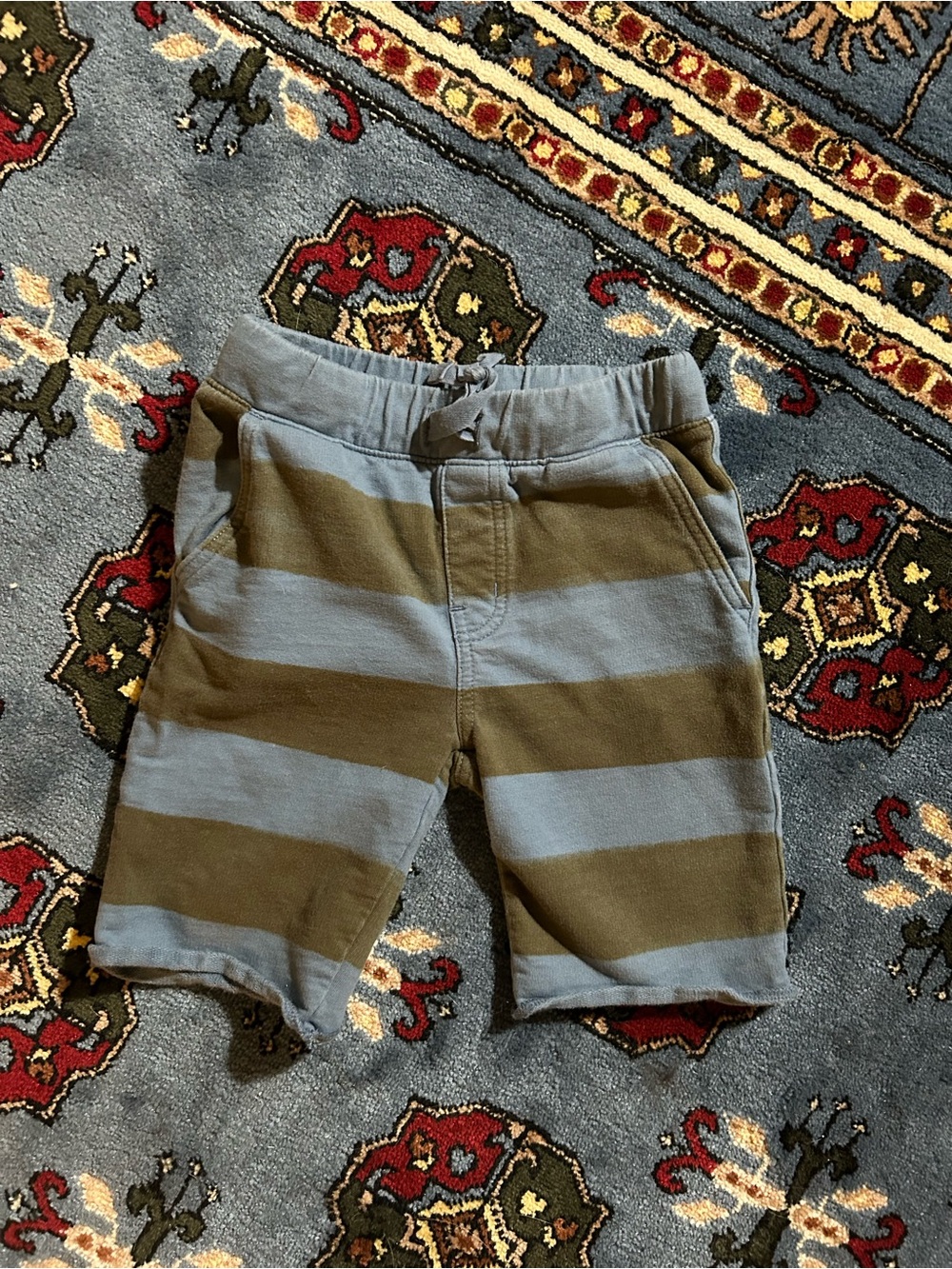 Nordstrom Striped Pull-On Shorts in Blue & Olive